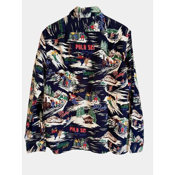 Polo Ralph Lauren Shirt Mens Large Ski Print Corduroy Classic Fit Button Up AOP - Picture 2 of 15